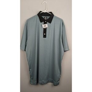 FootJoy Men's Blue Patterned Golf Polo Shirt Large Vietnam Made‎ Lightweight